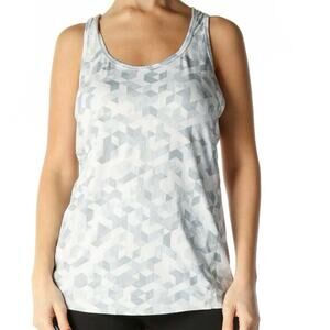 Athleta XL Chi Geometric Hexagon Racerback Athletic Tank Top - White and Gray